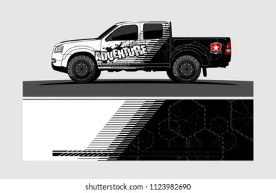 pick up truck decal design vector. abstract background livery for vehicle vinyl wrap