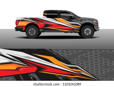 Pick up truck decal vector, Graphic abstract racing designs for vehicle vinyl wrap