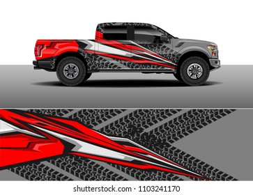 Pick up truck decal vector, Graphic abstract racing designs for vehicle vinyl wrap