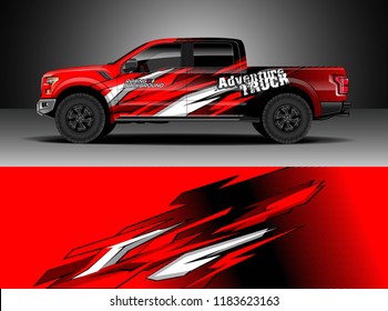 Pick up truck  decal wrap design vector. Graphic modern abstract stripe racing background kit designs for wrap vehicle, race car, rally, adventure and livery