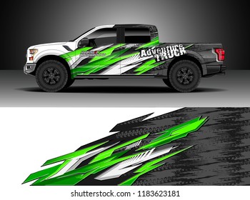 Pick up truck  decal wrap design vector. Graphic modern abstract stripe racing background kit designs for wrap vehicle, race car, rally, adventure and livery