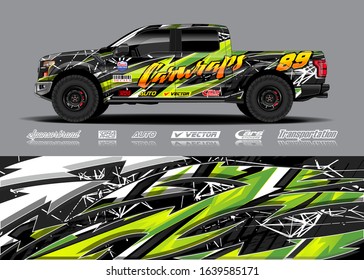 Pick up truck decal wrap design vector. Graphic modern abstract stripe racing background kit designs for wrap vehicle, race car, rally, adventure and livery