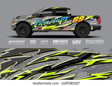 Pick up truck decal wrap design vector. Graphic modern abstract stripe racing background kit designs for wrap vehicle, race car, rally, adventure and livery