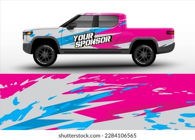 Pick up truck decal wrap design vector. Graphic modern abstract stripe racing background kit designs for wrap vehicle, race car, rally, adventure and livery