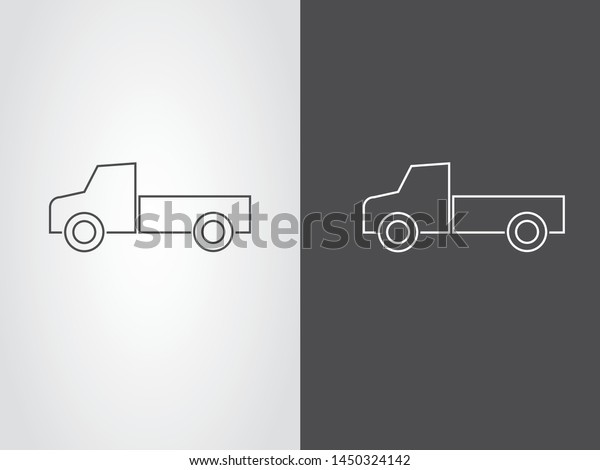 Pick Up truck Delivery Service Transportation Icon\
Symbol Outline Black\
White