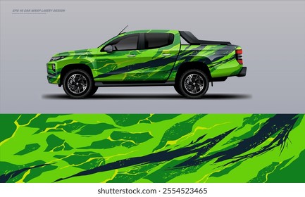 pick up truck truck double cabin branding sport rally Pick up truck touch of black, mockup with racing wrap decal or livery design.
