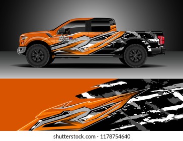 
Pick up truck graphic. Abstract stripe racing background kit designs for vinyl wrap vehicle, race car, rally, adventure and livery