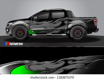 pick up Truck Graphic designs. illustration of modern tribal with grunge background for vinyl Wrap and Vehicle branding 