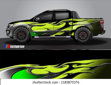 pick up Truck Graphic designs. illustration of modern tribal with grunge background for vinyl Wrap and Vehicle branding 