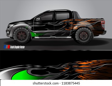 pick up Truck Graphic designs. illustration of modern tribal with grunge background for vinyl Wrap and Vehicle branding 