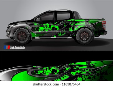 pick up Truck Graphic designs. illustration of modern tribal with grunge background for vinyl Wrap and Vehicle branding 
