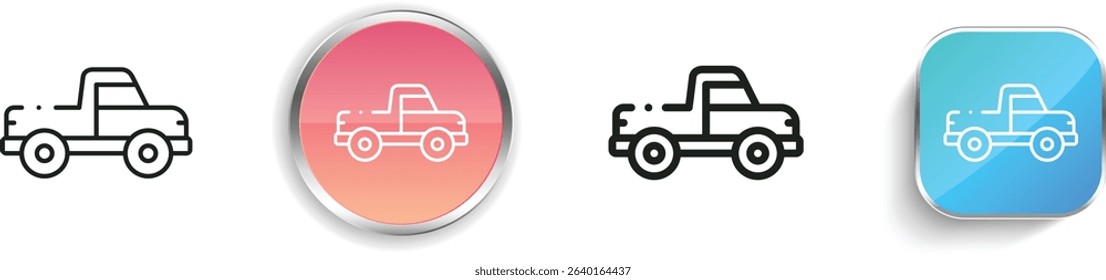 pick up truck icon. Thin Linear, Regular and Button Style Design Isolated On White Background