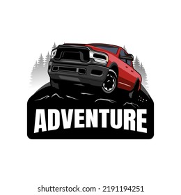 pick up truck illustration logo design vector