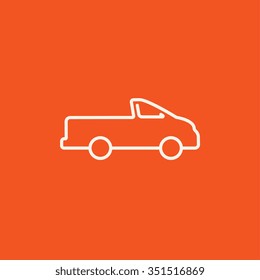 Pick up truck line icon for web, mobile and infographics. Vector white icon isolated on red background.