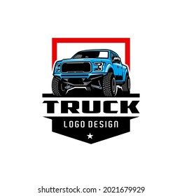 pick up truck logo with emblem style isolated