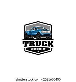 pick up truck logo with emblem style isolated