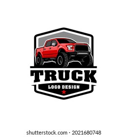 pick up truck logo with emblem style isolated