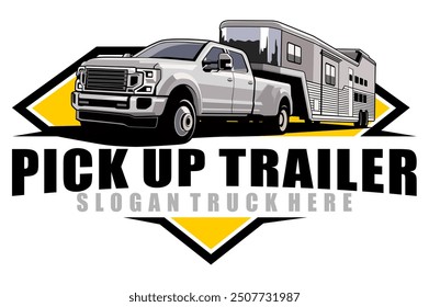 pick up truck trailer caravan illustration design vector