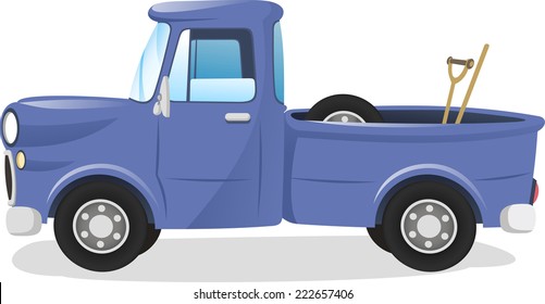 Pick up truck vector cartoon illustration