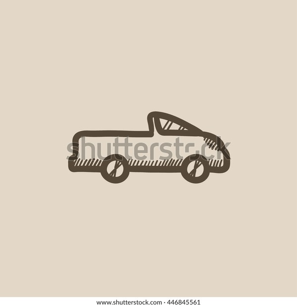 Pick up truck vector sketch icon isolated on\
background. Hand drawn Pick up truck icon. Pick up truck sketch\
icon for infographic, website or\
app.