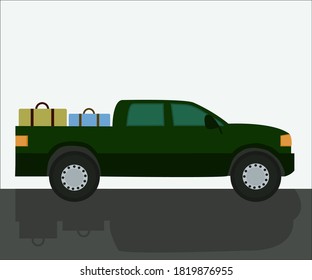 Recoge un camión. Un vehículo con carga. Ilustración vectorial.