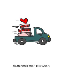 Pick up Truck Wedding Cake Drawing