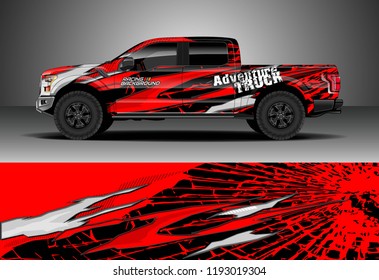 Pick up truck wrap design vector. Graphic abstract stripe racing background kit designs for wrap vehicle, race car, nascar car, rally, adventure and livery