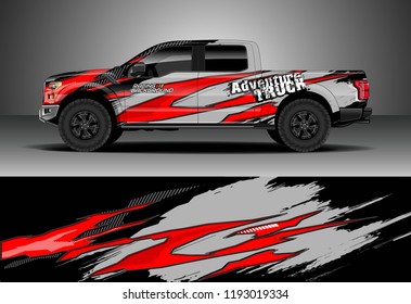Pick up truck wrap design vector. Graphic abstract stripe racing background kit designs for wrap vehicle, race car, nascar car, rally, adventure and livery