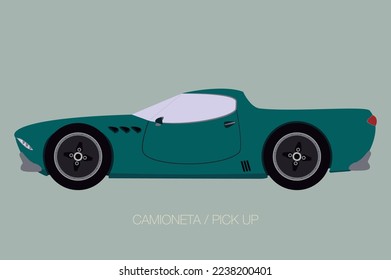 pick up, side view, flat design, fully editable