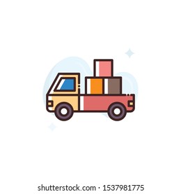 Pick Up Van vector illustration. Outline filled Shipping and Delivery icons.