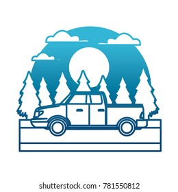 Pick up vehicle In the forest