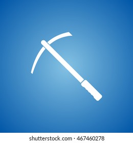 Pickax Icon on blue color.