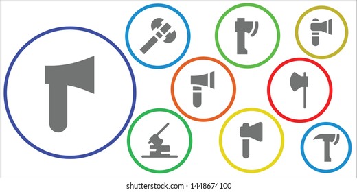 pickax icon set. 9 filled pickax icons.  Simple modern icons about  - Axe