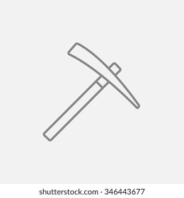 Pickax line icon for web, mobile and infographics. Vector dark grey icon isolated on light grey background.