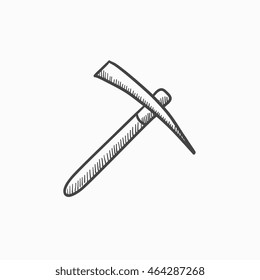 Pickax vector sketch icon isolated on background. Hand drawn Pickax icon. Pickax sketch icon for infographic, website or app.