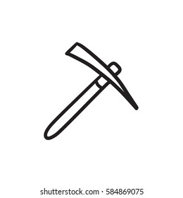 Ícone de esboço do vetor Pickax isolado no plano de fundo. Ícone Pickax desenhado à mão. Ícone de esboço Pickax para infográfico, site ou aplicativo.
