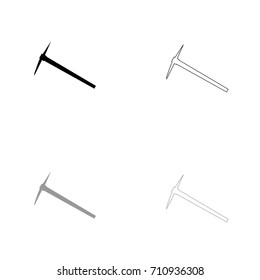 Pickaxe black and grey set icon .