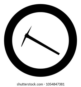Pickaxe black icon in circle .