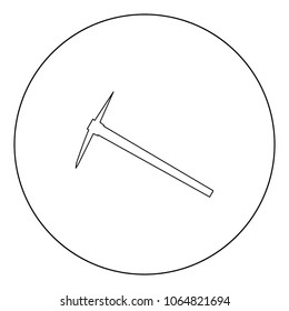 Pickaxe black icon in circle vector illustration isolated flat style .