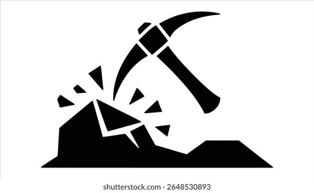 Pickaxe Rompiendo la Ilustración vectorial de Rock	