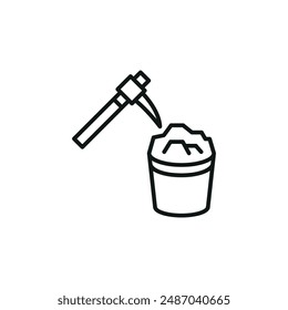 Pickaxe and bucket icon. Simple pickaxe and bucket icon for social media, app, and web design. Vector illustration.