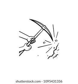 Pickaxe-Kapsel handgezeichnet Umriss doodle Symbol. Hands mit Auswahl als Minenindustrie-Konzept Vektorillustration Sketch-Illustration für Print, Web, Mobile und Infografiken einzeln auf weißem Hintergrund.
