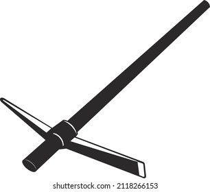 A pickaxe for chiseling stones. Black flat symbol. Isolated image on a white background.