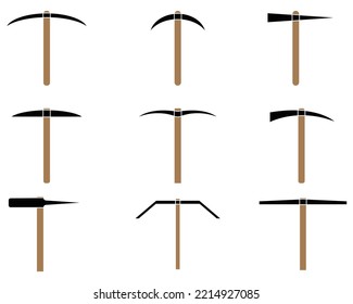 pickaxe collection set on white isolated background