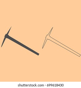Pickaxe dark grey set icon .