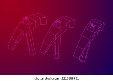 Pickaxe for extraction of precious stones or extracting minerals. Miners hand tool. Wireframe low poly mesh vector illustration
