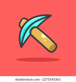 Pickaxe Flaches Cartoon-Symbol. Konzept des Logos für Fischereirouten, einzelne Premium-Vektorgrafik