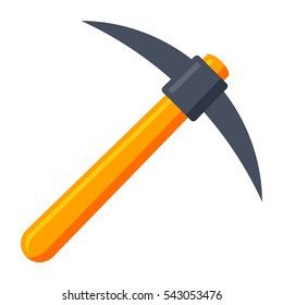 Pickaxe, is a hand tool for mining, vector illustration in flat style