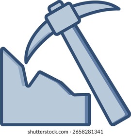 Icono de Vector de casco Pickaxe con fondo transparente. Diseño de color azul cambiable.