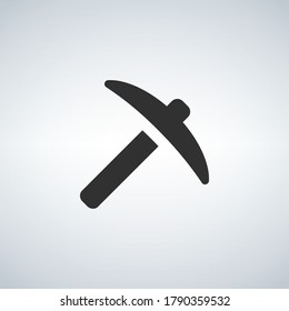 Pickaxe icon. Black icon isolated on white background. Pick axe silhouette. Simple icon.